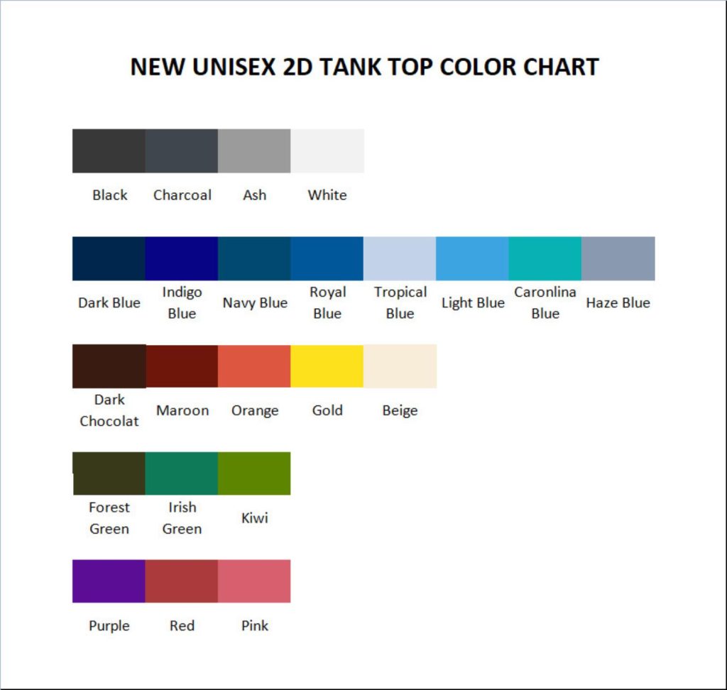 tank top color chart - Lil Peep Merch